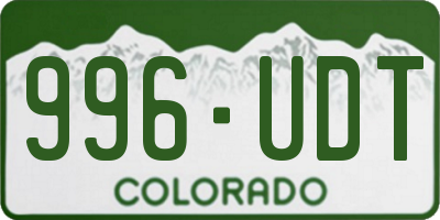 CO license plate 996UDT