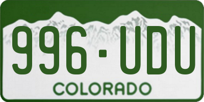 CO license plate 996UDU