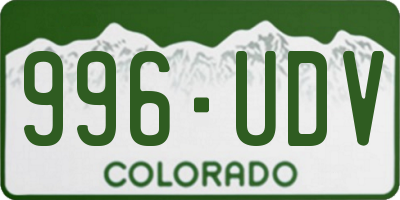 CO license plate 996UDV