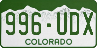 CO license plate 996UDX