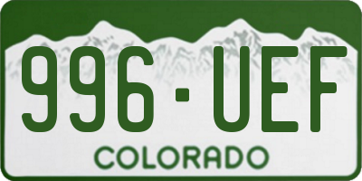 CO license plate 996UEF