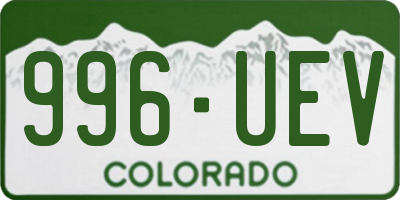 CO license plate 996UEV