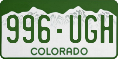 CO license plate 996UGH