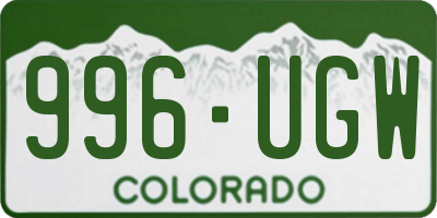CO license plate 996UGW