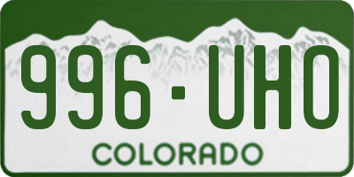 CO license plate 996UHO