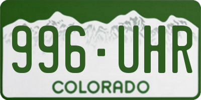 CO license plate 996UHR