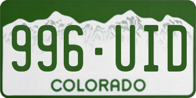 CO license plate 996UID