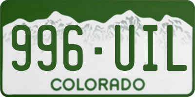CO license plate 996UIL
