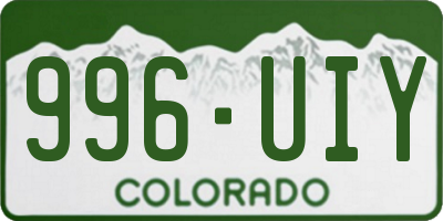 CO license plate 996UIY