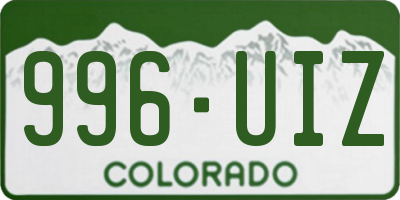 CO license plate 996UIZ