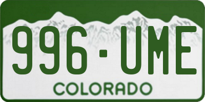 CO license plate 996UME
