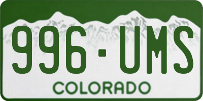 CO license plate 996UMS