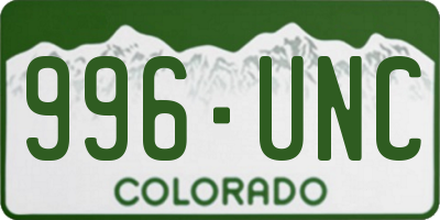 CO license plate 996UNC