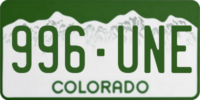 CO license plate 996UNE