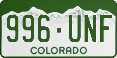 CO license plate 996UNF