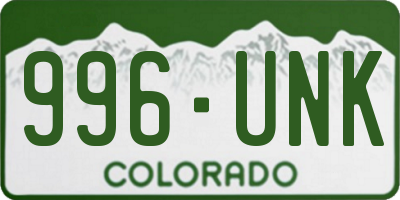 CO license plate 996UNK