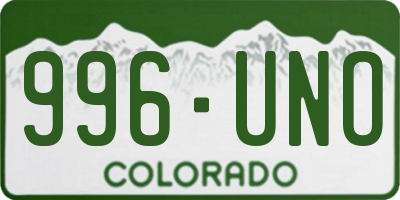 CO license plate 996UNO