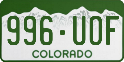 CO license plate 996UOF