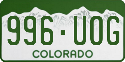 CO license plate 996UOG