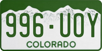 CO license plate 996UOY