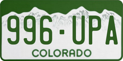 CO license plate 996UPA