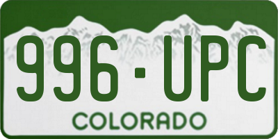 CO license plate 996UPC