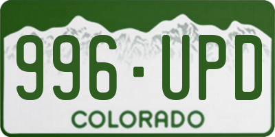 CO license plate 996UPD
