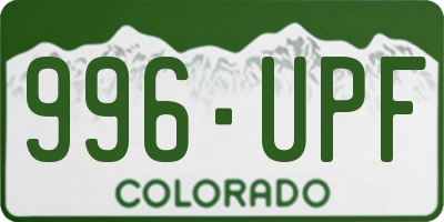 CO license plate 996UPF