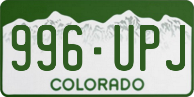 CO license plate 996UPJ