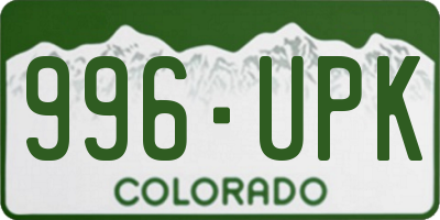 CO license plate 996UPK