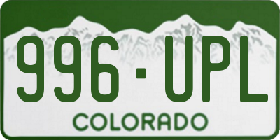CO license plate 996UPL