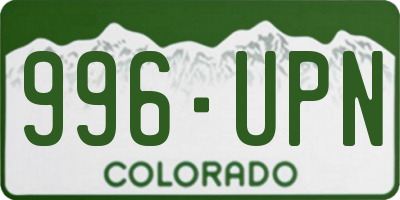 CO license plate 996UPN