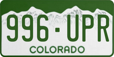 CO license plate 996UPR