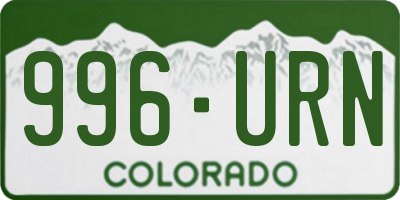 CO license plate 996URN