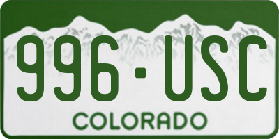 CO license plate 996USC