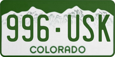 CO license plate 996USK