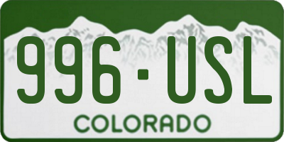 CO license plate 996USL