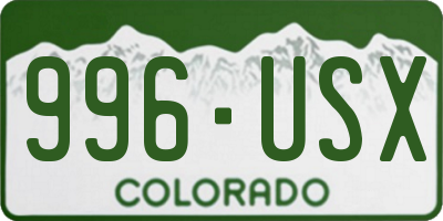 CO license plate 996USX