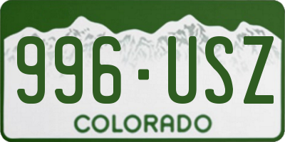 CO license plate 996USZ