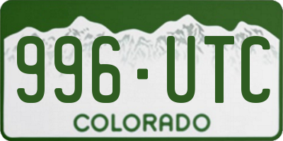 CO license plate 996UTC