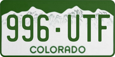 CO license plate 996UTF