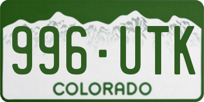 CO license plate 996UTK