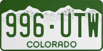 CO license plate 996UTW
