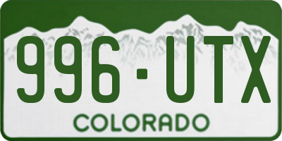 CO license plate 996UTX