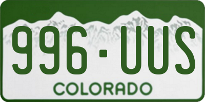 CO license plate 996UUS