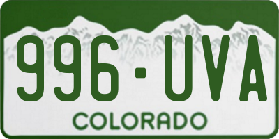CO license plate 996UVA