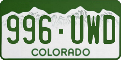 CO license plate 996UWD
