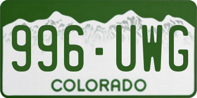 CO license plate 996UWG
