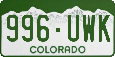 CO license plate 996UWK