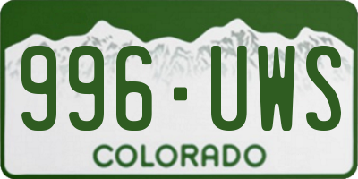 CO license plate 996UWS